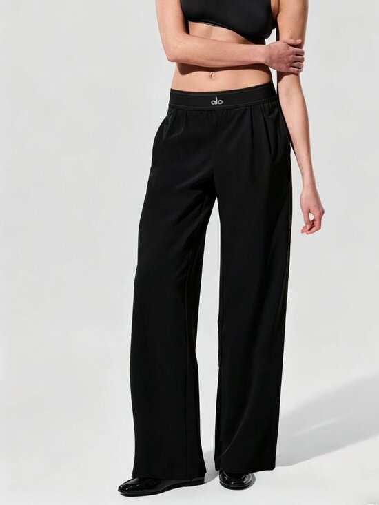 ALO Yoga Pants - ALO Yoga Black Wide-Leg Trousers